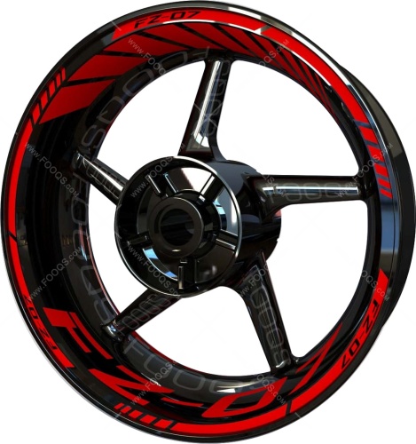 Yamaha FZ 07 red motorcycle wheel rim stickers fooqs