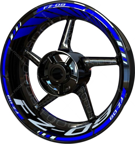Yamaha FZ 09 blue motorcycle wheel rim stickers fooqs