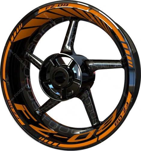 Yamaha FZ 09 orange motorcycle wheel rim stickers fooqs