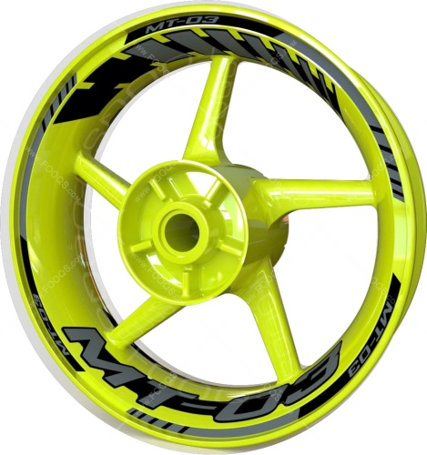 Yamaha MT 03 silver motorcycle wheel rim stickers fooqs