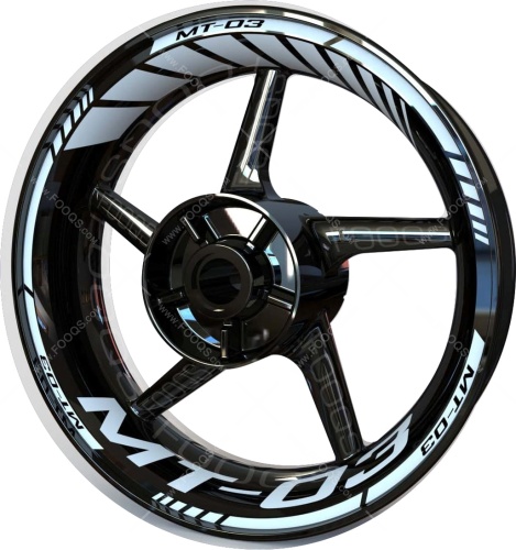 Yamaha MT 03 white motorcycle wheel rim stickers fooqs