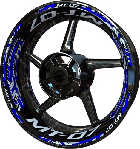 Yamaha MT 07 blue white motorcycle wheel rim stickers fooqs
