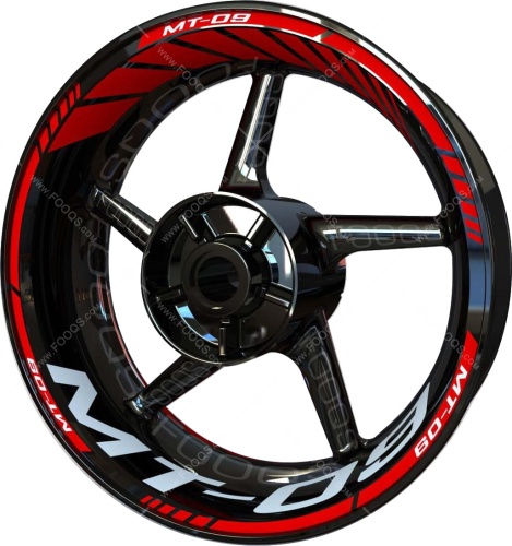 Yamaha MT 09 white red motorcycle wheel rim stickers fooqs