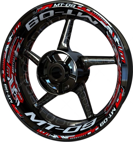 Yamaha MT 09 red white motorcycle wheel rim stickers fooqs