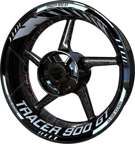 Yamaha Tracer 900 GT white motorcycle wheel rim stickers fooqs