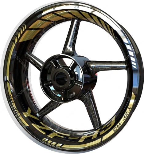 Yamaha YZF R3 gold motorcycle wheel rim stickers fooqs