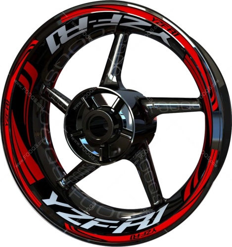 Yamaha YZF R1 czerwony motorcycle wheel rim stickers fooqs