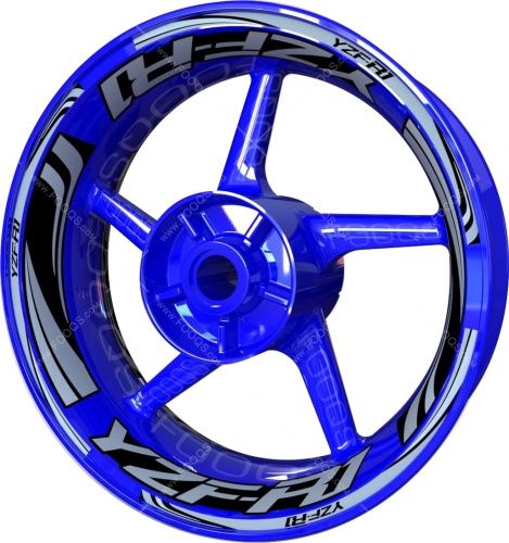 Yamaha YZF R1 silver motorcycle wheel rim stickers fooqs