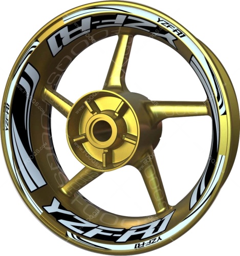 Yamaha YZF R1 silver 2 motorcycle wheel rim stickers fooqs
