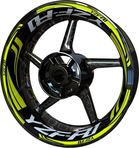 Yamaha YZF R1 yellow silver motorcycle wheel rim stickers fooqs