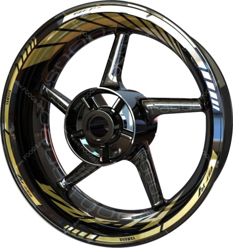 Yamaha YZF R1 gold 2 motorcycle wheel rim stickers fooqs