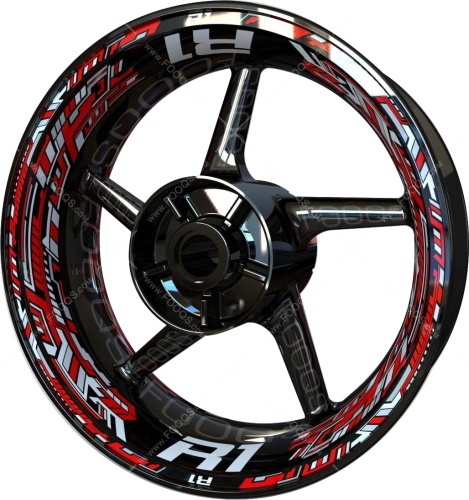 Yamaha YZF R1 red 3 motorcycle wheel rim stickers fooqs