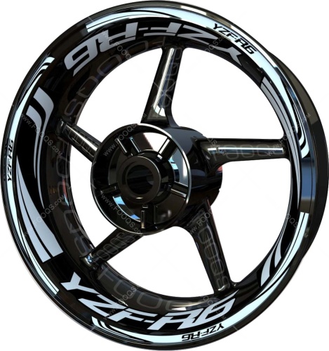 Yamaha YZF R6 white motorcycle wheel rim stickers fooqs