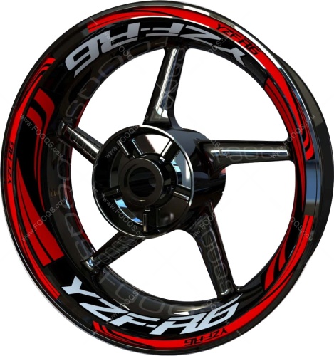 Yamaha YZF R6 red 2 motorcycle wheel rim stickers fooqs