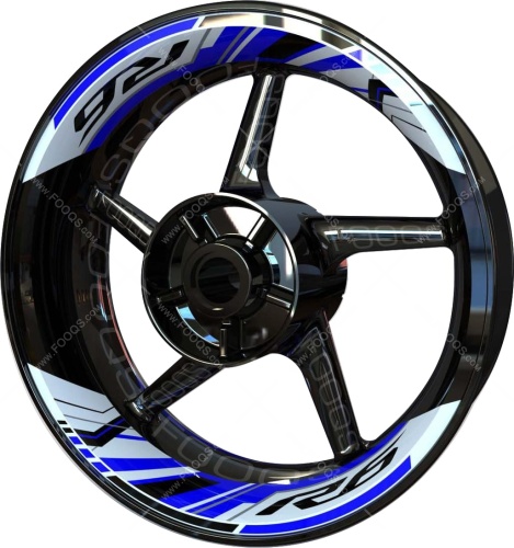 Yamaha YZF R6 white blue motorcycle wheel rim stickers fooqs