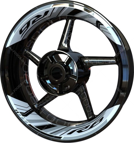 Yamaha YZF R6 white black motorcycle wheel rim stickers fooqs