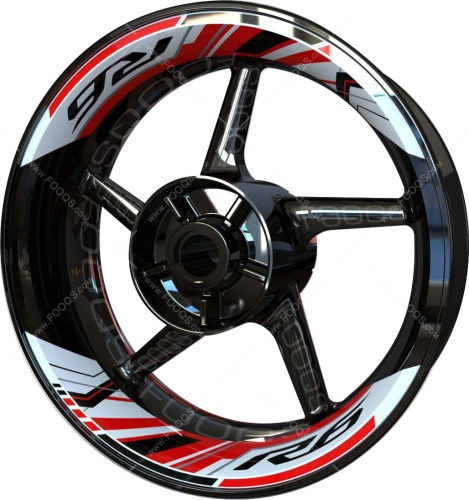 Yamaha YZF R6 white red motorcycle wheel rim stickers fooqs
