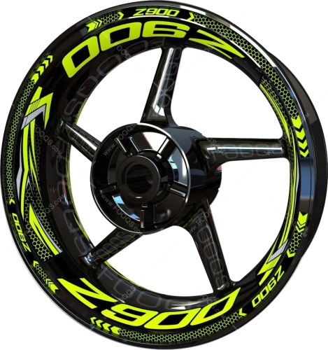 Kawasaki Z 900 fluo motorcycle wheel rim stickers fooqs