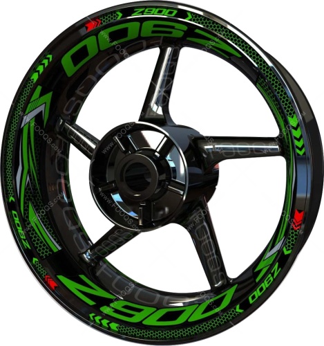 Kawasaki Z 900 green motorcycle wheel rim stickers fooqs