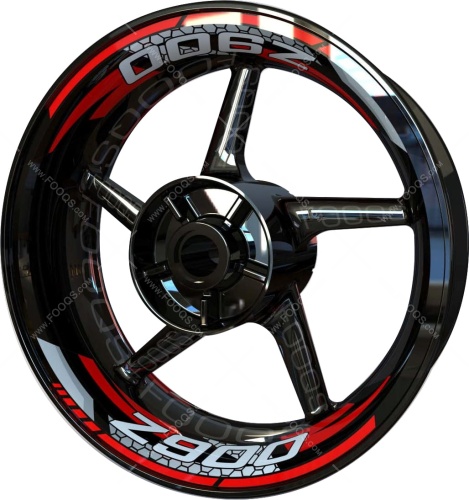 Kawasaki Z 900 red 2 motorcycle wheel rim stickers fooqs