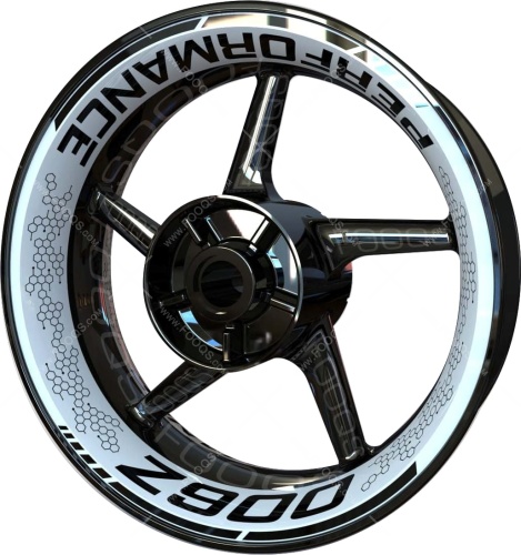 Kawasaki Z 900 Performance black white motorcycle wheel rim stickers fooqs