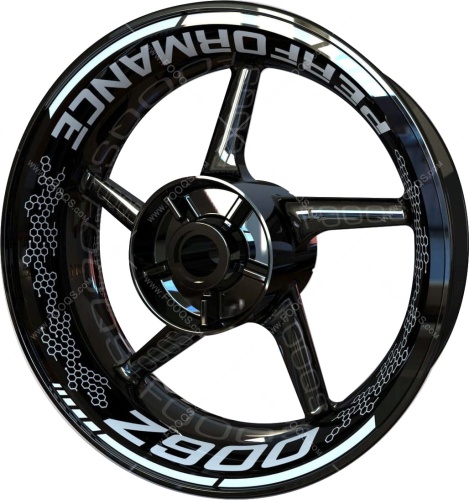 Kawasaki Z 900 Performance white motorcycle wheel rim stickers fooqs