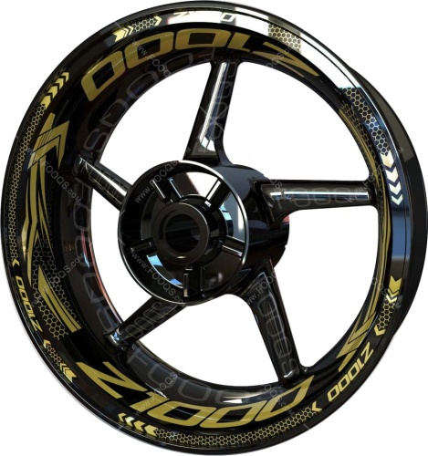 Kawasaki Z 1000 gold 2 motorcycle wheel rim stickers fooqs