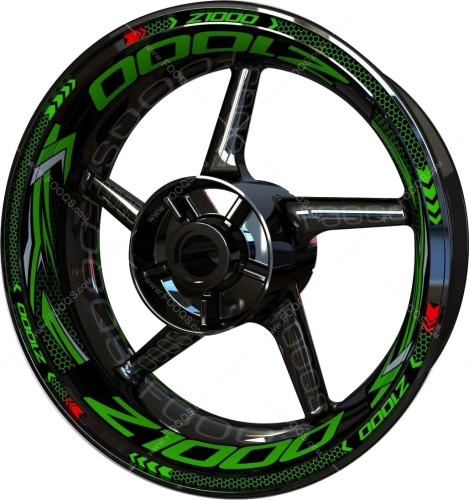 Kawasaki Z 1000 green 4 motorcycle wheel rim stickers fooqs