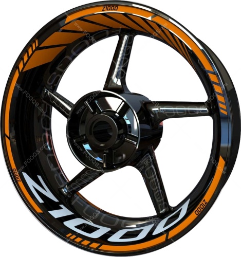 Kawasaki Z 1000 orange motorcycle wheel rim stickers fooqs