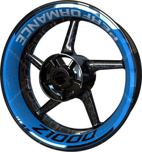 Kawasaki Z 1000 Performance blue motorcycle wheel rim stickers fooqs