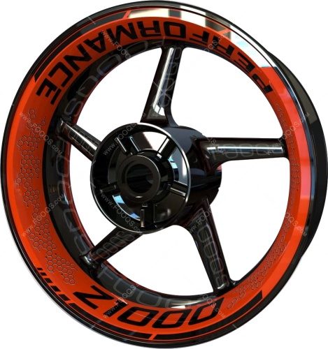 Kawasaki Z 1000 Performance orange motorcycle wheel rim stickers fooqs