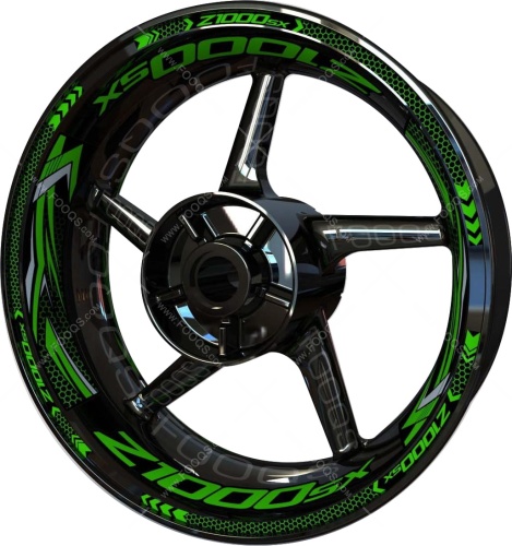Kawasaki Z-1000 SX green 2 motorcycle wheel rim stickers fooqs