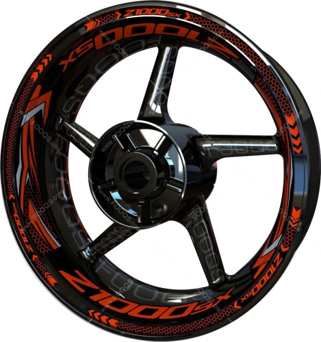 Kawasaki Z-1000 SX orange 2 motorcycle wheel rim stickers fooqs