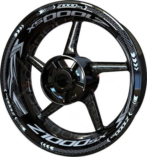 Kawasaki Z-1000 SX white 2 motorcycle wheel rim stickers fooqs