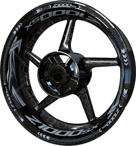 Kawasaki Z-1000 SX white 3 motorcycle wheel rim stickers fooqs