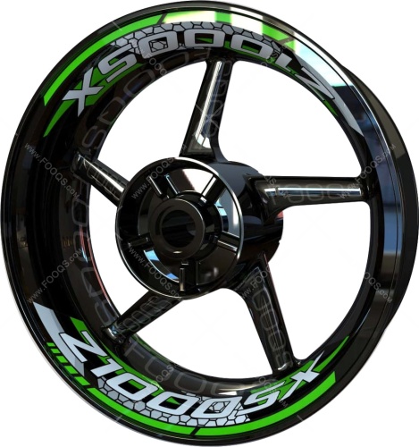 Kawasaki Z-1000 SX green motorcycle wheel rim stickers fooqs