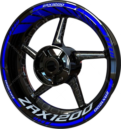 Kawasaki ZRX 1200 blue motorcycle wheel rim stickers fooqs