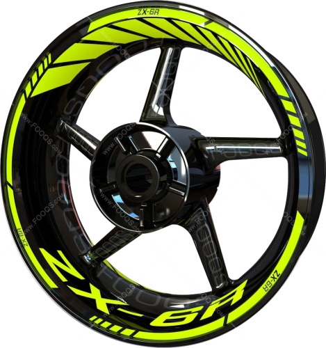 Kawasaki ZX 6R fluo motorcycle wheel rim stickers fooqs