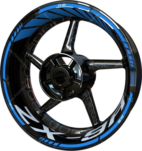 Kawasaki ZX 9R blue motorcycle wheel rim stickers fooqs