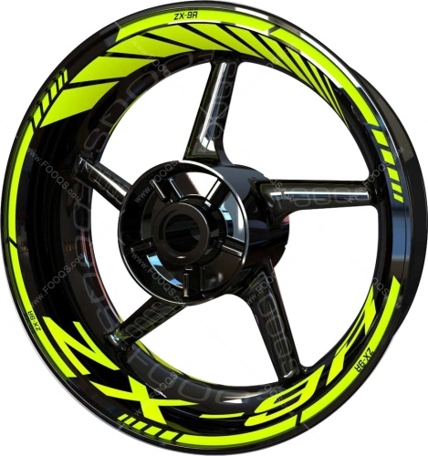 Kawasaki ZX 9R fluo motorcycle wheel rim stickers fooqs