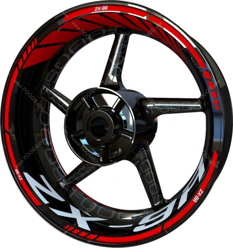 Kawasaki ZX 9R red motorcycle wheel rim stickers fooqs