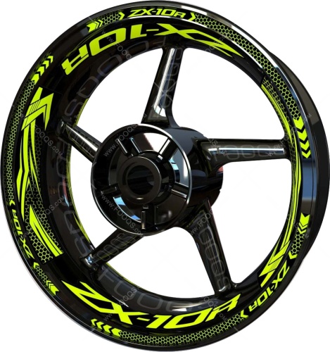 Kawasaki ZX 10R fluo motorcycle wheel rim stickers fooqs