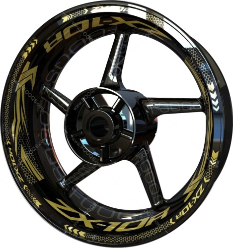Kawasaki ZX 10R gold motorcycle wheel rim stickers fooqs