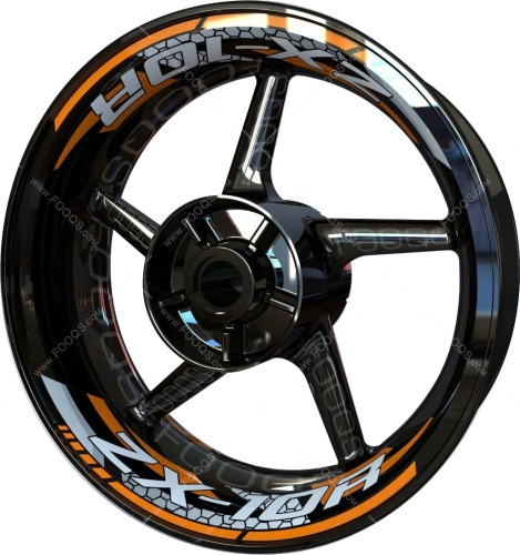 Kawasaki ZX 10R orange 3 motorcycle wheel rim stickers fooqs