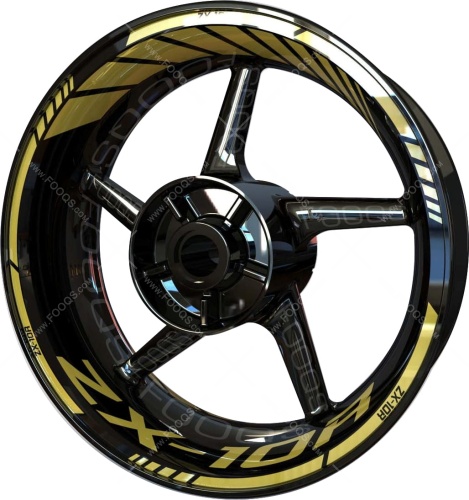 Kawasaki ZX 10R gold 2 motorcycle wheel rim stickers fooqs