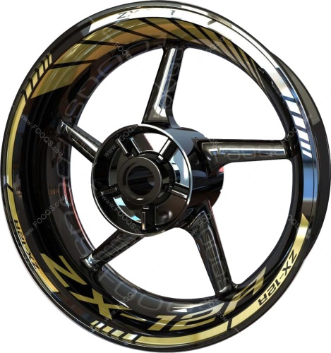 Kawasaki ZX 12R gold motorcycle wheel rim stickers fooqs
