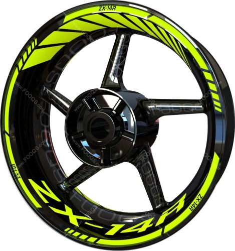Kawasaki ZX 14R fluo motorcycle wheel rim stickers fooqs