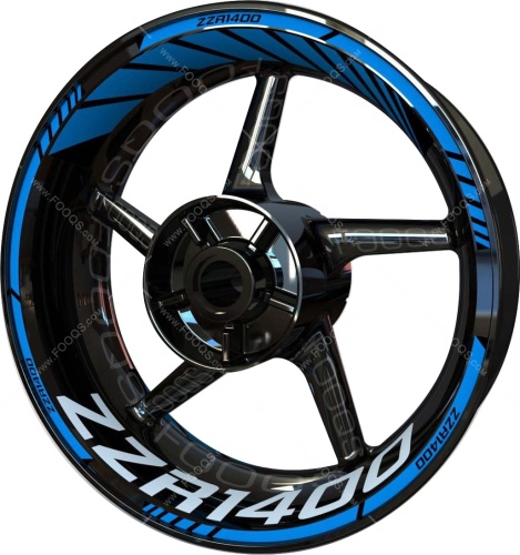 Kawasaki ZZR 1400 blue motorcycle wheel rim stickers fooqs