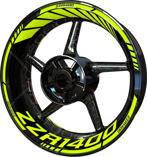 Kawasaki ZZR 1400 fluo motorcycle wheel rim stickers fooqs