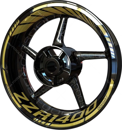 Kawasaki ZZR 1400 gold motorcycle wheel rim stickers fooqs